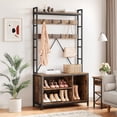 thumbnail image 3 of 70" Hall Tree Freestanding Entryway Organizer: 5-in-1 Hall Tree with Storage Bench, 8 Hooks, 2 Drawers & Shoe Rack for Small Spaces, 3 of 8