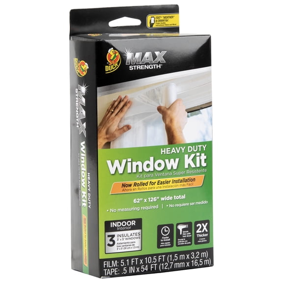 Duck Tape Brand Max Strength Rolled Window Insulation Kit- 3 pack, Clear, 62 in. x 126 in.