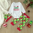 thumbnail image 2 of Xudanell 3PCS Boy Handsome Outfit Set Toddler Clothes for Boys Santa Shirt Hat Christmas Cartoon Prints Pants Sets 3-6 Months White, 2 of 6
