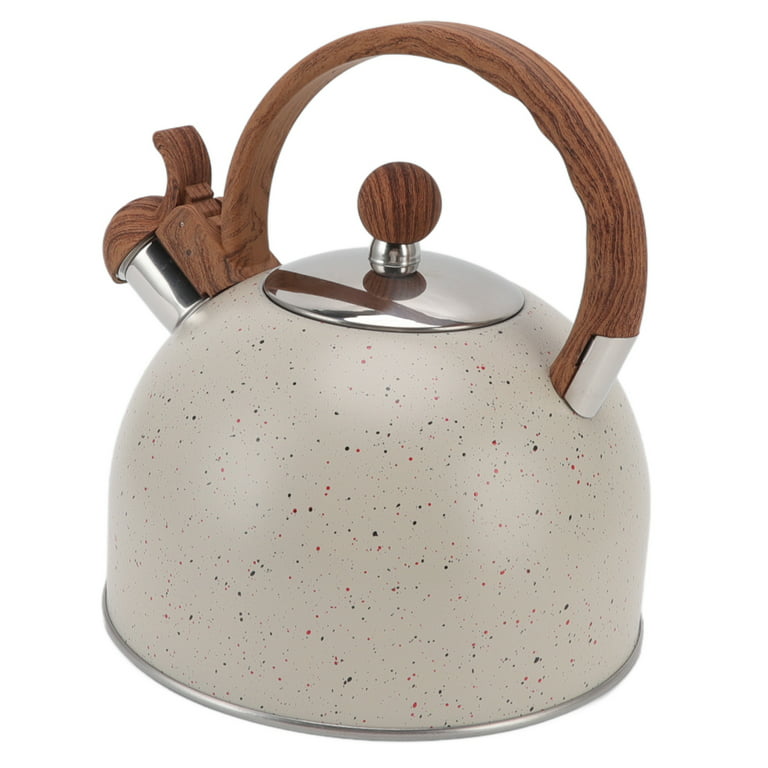 Whistling Tea Kettle, Stainless Steel Teapot, 3.17 QT - Beige