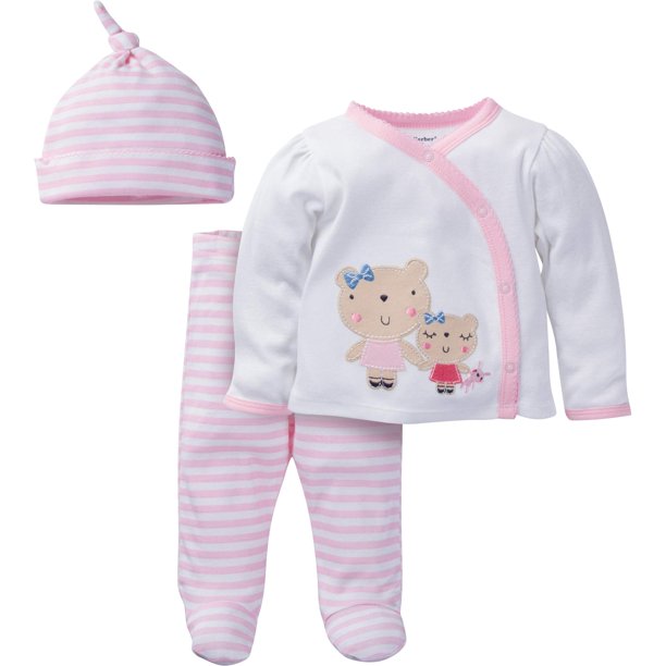 Gerber Gerber Newborn Baby Girl TakeMeHome Outfit Set, 3Piece