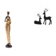 thumbnail image 1 of Figura escultórica de una mujer tribal africana y estatua de reno negro de resina. Ideal para decoración del hogar, dormitorio, mesa, mueble de TV, sa, 1 of 8