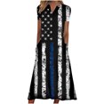 thumbnail image 2 of Robe d'Été pour Femmes 2024 Mode Grande Taille Ample Décontractée Col en V Jour de l'Indépendance Imprimée Manches Courtes Robes 50 % de Réduction Liquidation!, 2 of 5