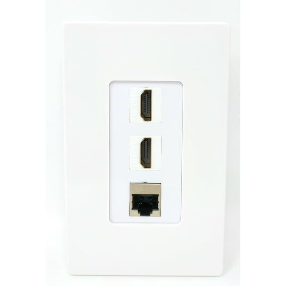 RiteAV - 2 Port HDMI and 1 Port Shielded Cat6 Ethernet Screwless Decorative Wall Plate