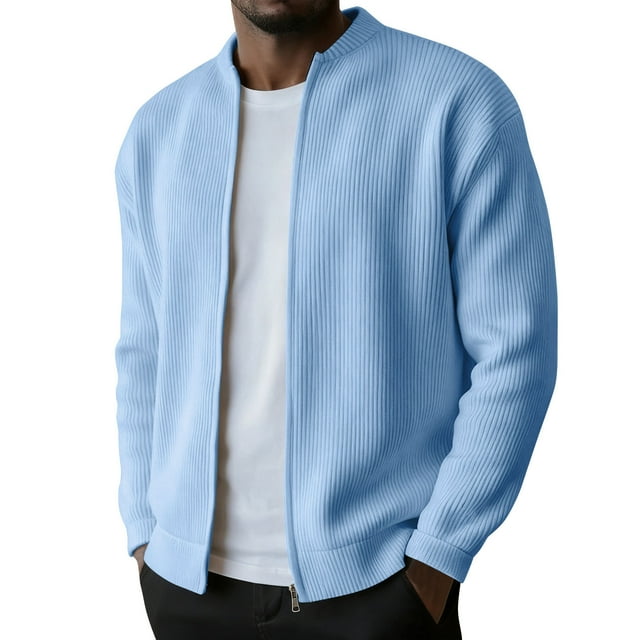 RXMEKW Short Sleeve Cardigan, Mens Casual Jacket with Zipper