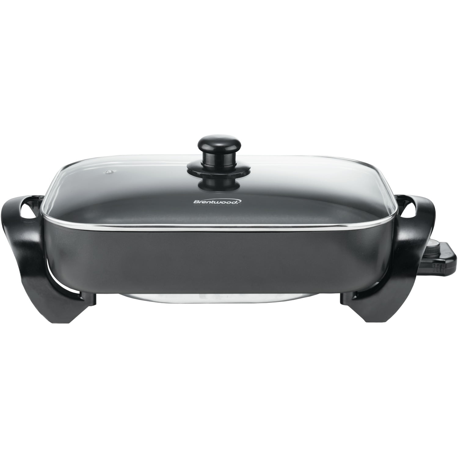 Brentwood 16" Electric Skillet with Glass Lid - Non-Stick, Adjustable Temperature, Black