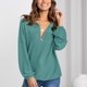 thumbnail image 1 of Tops De Otoño Invierno Para Mujer, Suéteres Sueltos Para Mujer, Cierre De Cremallera, Patrón De Empalme, Solapa Para Fiesta, Club ANGGREK Lago Azul XL, 1 of 6
