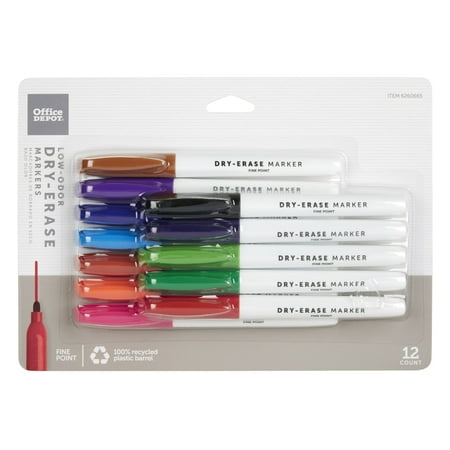 UPC: 0735854836191 | Office Depot® Brand Low-Odor Pen-Style Dry-Erase Markers  Fine Point  100% Recycled  Assorted Colors  Pack Of 12