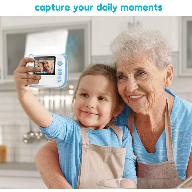 Instant Print Camera for Kids - Bearbrick Selfie Kids Camera with Zero Ink  | Dual Lens | 1080P HD | 2.4 Inch | 1000 mAh | 3 Rolls Print Paper Camera