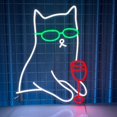 thumbnail image 4 of Handmadetneonsign Cat Drinking Wine Neon Sign, Cat Wall Art Decor, Cat Liquor Wall Decor, 4 of 4