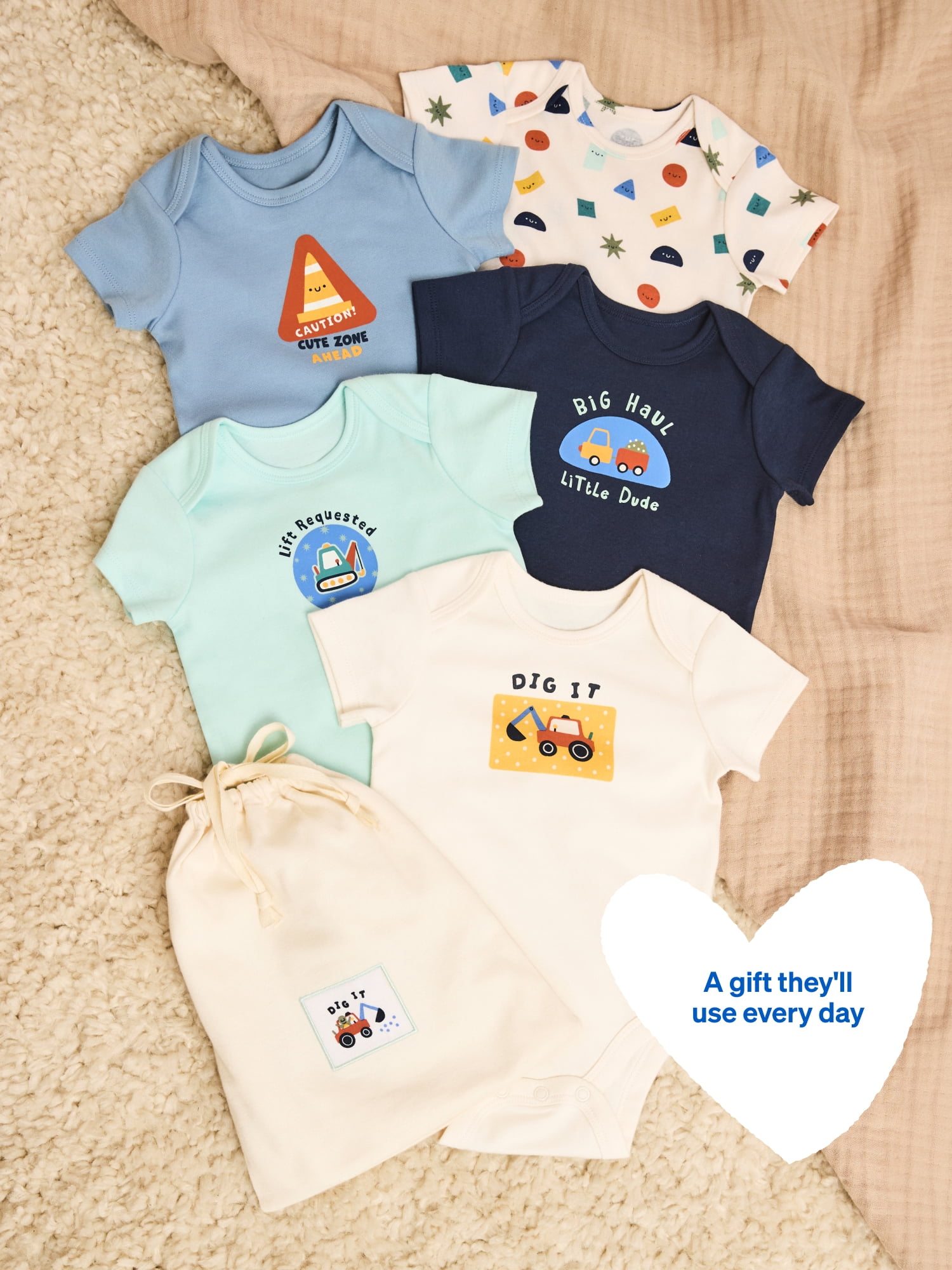 Garanimals Newborn & Baby 100% Cotton Short Sleeve Bodysuits, Sizes 0–18M, 5-Pack