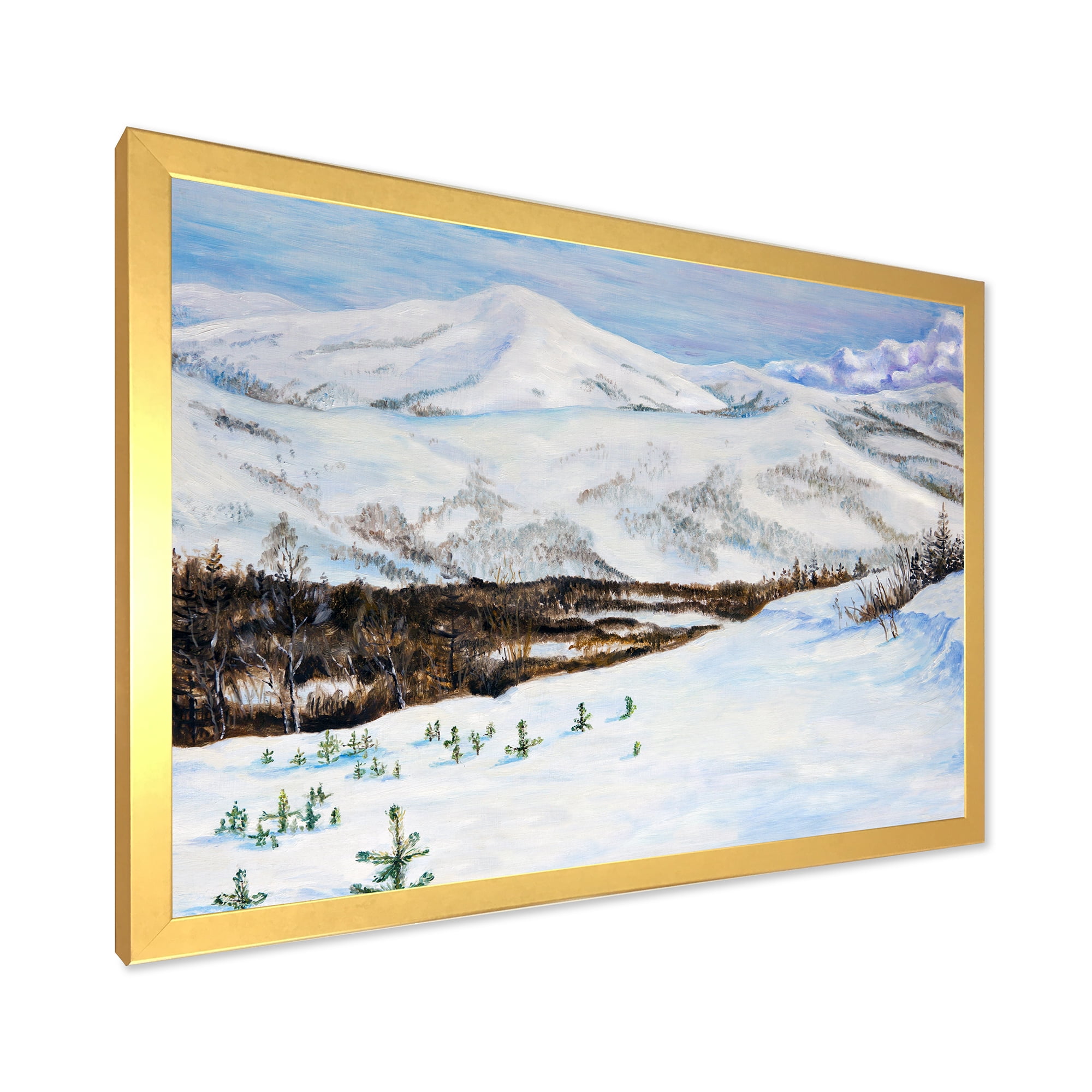 Designart 'Snow-Capped Mountains With Winter Landscape' Traditional Framed Art Print