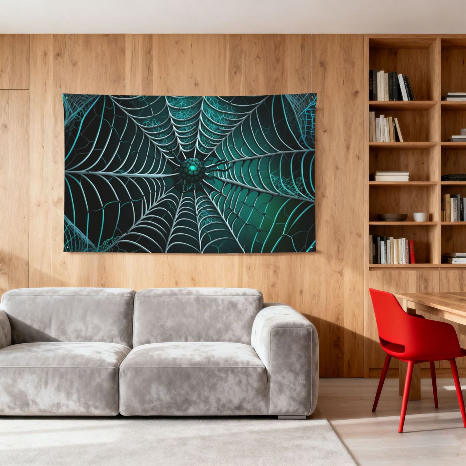 Spider Web Gothic Art Four Hole Decorated Banner Flag for Garden Yard Home Decoration Indoor Outdoor 4x6 Ft