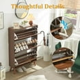 thumbnail image 3 of Shoe Cabinet Storage, Fluted Organizer Cabinet with 3 Flip Drawers, Hidden Shoe Rack Freestanding Shoe Organizer with Legs for Hallway,Walnut, 3 of 7