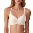 thumbnail image 2 of khonts,Women's Wireless Scalloped Support Bras No Underwire Seamless Comfort Bra Lift Padded T Shirt Bralettes Beige S, 2 of 9