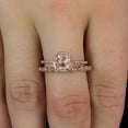thumbnail image 5 of Sale Antique Vintage Design 2 carat Round Morganite Diamond Halo Bridal Wedding Ring Set Rose Gold, 5 of 5