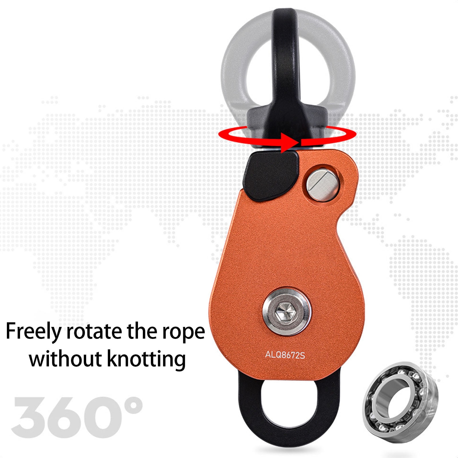 High Capacity Swivels Pulley 360 Rotation Multifunctional Outdoor Pulley for Hiking and Travel with Quick Installation
