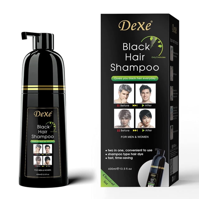 Champú colorante para el cabello Dexe semipermanente negro 400 ml 100% gris