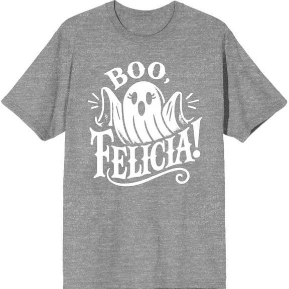 Boo Ghost Felicia Adult Heather Gray Crew Neck Short Sleeve Tee-Medium