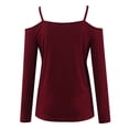 thumbnail image 5 of Summer Tops for Women Solid V Neck Lace Long Sleeve Casual T Shirt Blouse Tops Heavy Winter for Women T Shirts Fall Blouse Top Tee with Thin Shirts Fashion Misses 511 Red L, 5 of 7