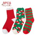 thumbnail image 3 of DQRPSEETB 3 Pairs Christmas Fuzzy Socks for Women Home Casual Sleeping Socks Warm Cozy Slipper Socks Microfiber Fluffy Socks Christmas Gifts Socks for Women Ankle High Compression Socks White, 3 of 6