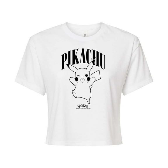 Pokémon - Pikachu Animation - Juniors Cropped Cotton Blend T-Shirt
