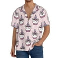 thumbnail image 3 of Vsdgher Cute Cupcake Print Men's Wrinkle Free Untucked Cuban Shirt Business Casual Button Down Shirts Short Sleeve Shirt, 3 of 7