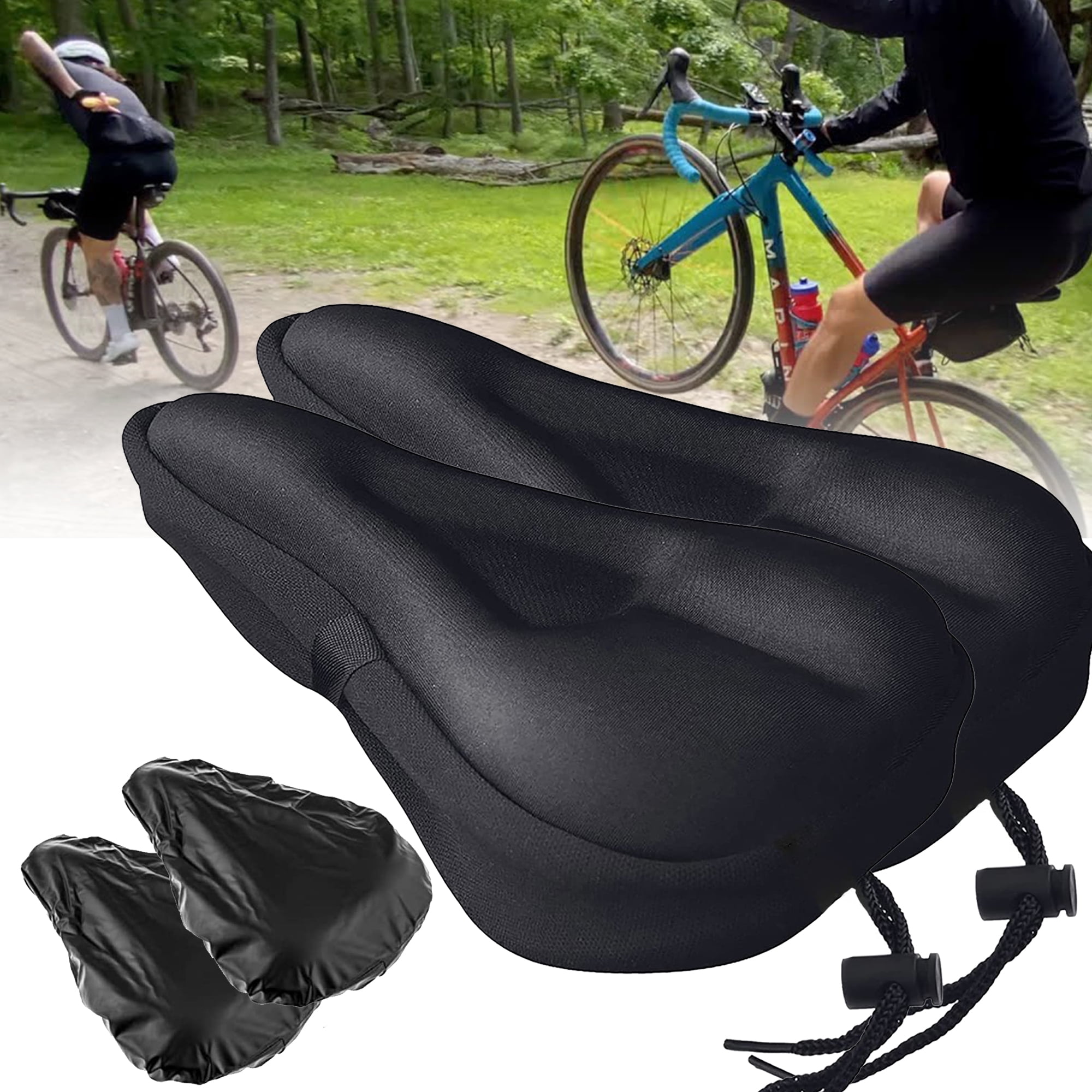 Elbourn 2PACK Gel Bike Seat Cover 11x7.5 inch Premium Bicycle Saddle Pad Extra Gel Cushion Bike Saddle Cushion Bike Seat Cover with Water Dust Resistant Cover Fits Narrow Seats Walmart