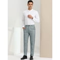 thumbnail image 3 of Unique Bargains Men's Dress Pants Slim Fit Checked Flat Front Business Plaid Formal Pants 30 Gray, 3 of 6