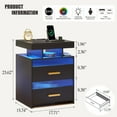 thumbnail image 2 of VKCC RGB LED Nightstand with 2 Drawers & Charging Station, Modern Bedside Table for Bedroom Living Room, Black, 2 of 8