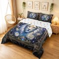 thumbnail image 3 of Manfei Woodland Lion Full Size Comforter Sets, Vintage Boho Western Bedding Comforter Set, Blue Brown, Polkadot Reversible, 3-Piece, 1 Comforter and 2 Pillowcases, 3 of 7
