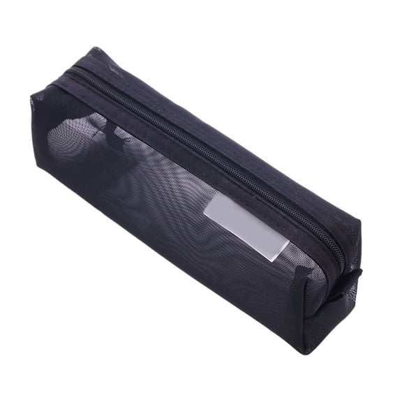 Pencil Case Pencil Bag Big Capacity, Portable Pen Case Office Stationery Makeup Bag, Translucent Pencil Pouch Durable Lightweight Versatile Stationary Case Holder, 1Pc, Multicolor(Black,8x2.3x2.5")