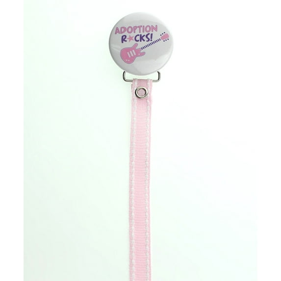 Pink Adoption Rocks Pacifier Clip