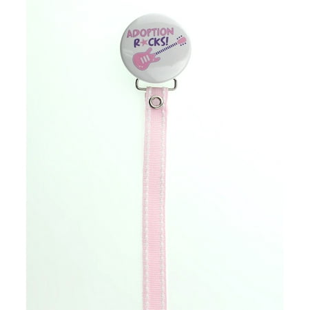 Pink Adoption Rocks Pacifier Clip
