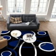 thumbnail image 4 of Area Rug 2'7''x5' Geometric Blue and White Round Line Black Texture Washable Area Rugs Non Shedding Floor Carpet Rubber Backing Non-Slip Indoor Mats for Living Room Bedroom Kitchen, 4 of 8