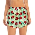 thumbnail image 2 of Balery Red Ladybugs And Leaf Pantalones cortos deportivos para mujer con forro y dos bolsillos, elásticos, para entrenamiento, gimnasio, yoga-XX-Large, 2 of 7