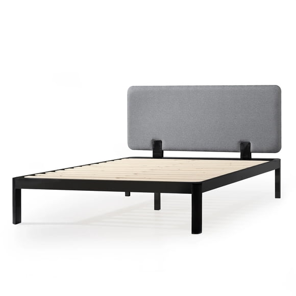Mellow KERT Metal and Wood Platform Bed Frame with Upholstered Headboard, Queen