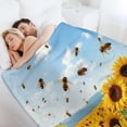 thumbnail image 6 of NIANHE Bee and sunflower blanket, comfortable and soft, warm casual blanket, printed design, winter sofa dormitory home decoration, must-have travel product. Size is 40x50 inches., 6 of 9