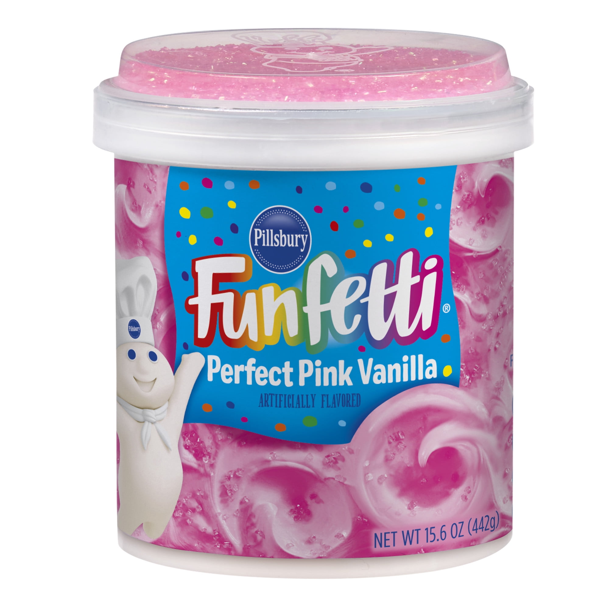 (2 pack) Pillsbury Funfetti Perfectly Pink Vanilla Frosting, 15.6 oz Tub
