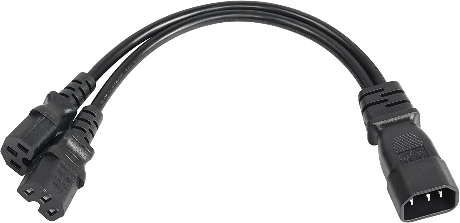 4PCS 0.3m IEC 320 C14 to Dual IEC 320 C15 Female Splitter Extension