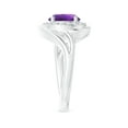 thumbnail image 3 of ANGARA Natural 1.7 ct Amethyst Bypass Engagement Ring with Diamond Halo in 14K White Gold for Women (Size-8mm) | February Birthstone, Anniversary, Jewelry Gift for Women | Natural Amethyst Ring, 3 of 8