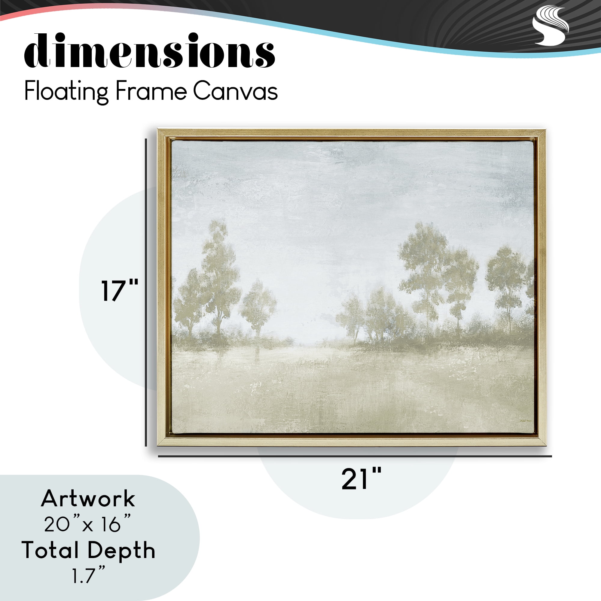 Stupell Industries Soft Distant Valley Landscape Gold Framed Floater Canvas Wall Art, design by Michael Marcon