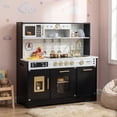 thumbnail image 4 of Costway Play Kitchen for Kids, Wooden Kitchen Playset with Realistic Lights & Sounds Black, 4 of 12
