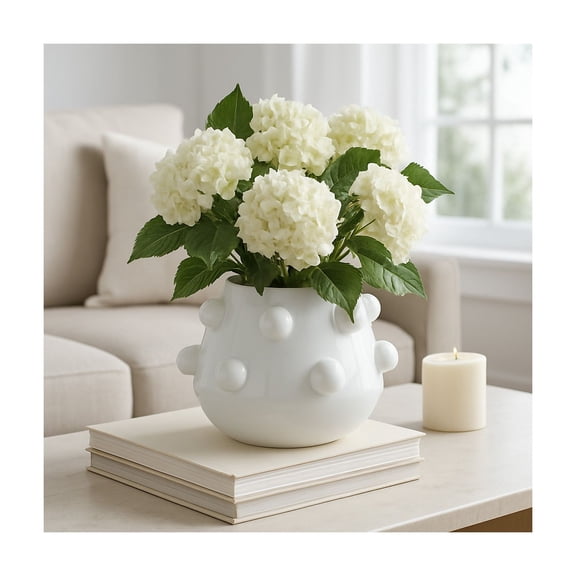 Elegant Tapered Bubble Flower Pots for Home Decor - Ceramic Planter for Living Room, Garden Styling, and Shelf Display - Decorative Indoor and Outdoor Plant Pots for Any Style - 5", White