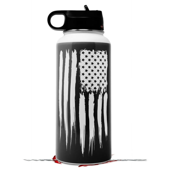 Skin Wrap Decal compatible with Hydro Flask Wide Mouth Bottle 32oz Brushed USA American Flag (BOTTLE NOT INCLUDED)