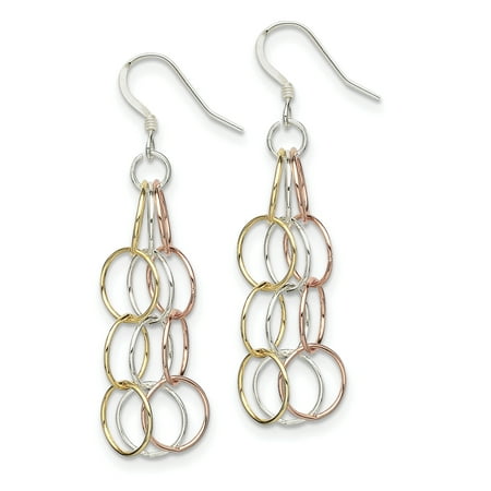 - 925 Sterling Silver Tri Color Yellow White Golded Vermeil Drop Dangle Chandelier Earrings Fine Jewelry Ideal Gifts For Women Gift Set From Heart