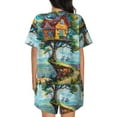thumbnail image 3 of Picia Whimsical Treehouse Painting Pajamas Sets for Women Soft Short-Sleeved Pjs with Lounge Shorts Two Piece Sleepwear-X-Large, 3 of 9