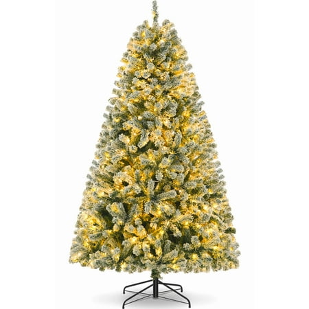 Funcid 6ft Prelit Christmas Tree with Light Decorated Christmas Tree Flocked Xmas Tree for Home, Office, Party Holiday Decoration w/733 Branch Tips 250 Lights
