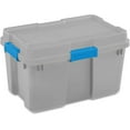 thumbnail image 4 of Sterilite 30 Gal Gasket Tote, Heavy Duty Stackable Storage Bin with Latching Lid, Plastic Container to Organize Basement, Gray Base and Lid, 3-Pack, 4 of 9