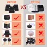 Ezprotekt 24 Pcs Chair Leg Covers,Chair Leg Floor Protectors with Wrapped Felt(1 Square, Black)